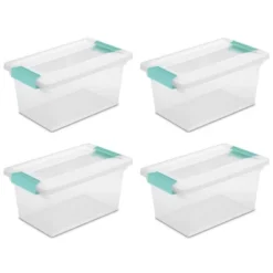 Sterilite Medium Stackable Clear Plastic Storage Tote Container With Clear Latching Lid & Green Clips For Home & Office Organization -IRIS Storage Deals Store GUEST 3ccd6293 68ee 4cb4 96d5 d92de8acf859