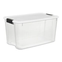 Sterilite Clear Stackable Set Of 70 Quart Ultra Latch Storage Boxes (4 Pack) & 64 Quart Container Totes (6 Pack) With Latching Lids