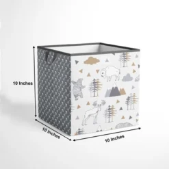 Bacati - Woodlands Gray/Beige Neutral Cotton Storage Box Small -IRIS Storage Deals Store GUEST 3d5e5bb2 087e 44a2 86e8 50e00bff1d8d