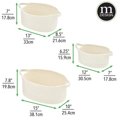 MDesign Casual Woven Cotton Rope Bathroom Basket With Handles, Set Of 3 3 MDesign Casual Woven Cotton Rope Bathroom Basket With Handles, Set Of 3 - Image 3