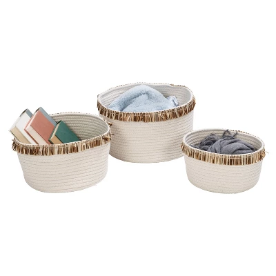 Honey-Can-Do Set Of 3 Cotton Rope Baskets White 1 Honey-Can-Do Set Of 3 Cotton Rope Baskets White