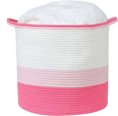 Midlee Pink Toys Cotton Rope Basket- 3 Tone- Nursery Dog Kids Baby Woven Storage Bin Organizer 2 Midlee Pink Toys Cotton Rope Basket- 3 Tone- Nursery Dog Kids Baby Woven Storage Bin Organizer - Image 2
