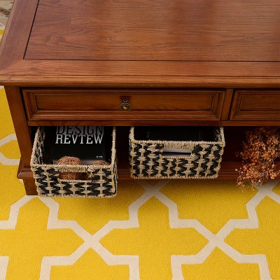 Villacera Rectangle Hand Weaved Wicker Baskets Made Of Water Hyacinth | Nesting Black And Natural Seagrass Bins | Set Of 2 4 Villacera Rectangle Hand Weaved Wicker Baskets Made Of Water Hyacinth | Nesting Black And Natural Seagrass Bins | Set Of 2 - Image 4