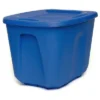 HOMZ 6610DWBLDC.04 10 Gallon Stackable And Nestable Heavy Duty Plastic Storage Container With 4 Way Handles, Capri Blue, (4 Pack)