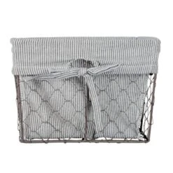 Design Imports Set Of 3 S Rustic Bronze Chicken Wire Ticking Stripe Liner Baskets Black/White -IRIS Storage Deals Store GUEST 3ff6c103 6d8a 40cc 91fe 40d7ba2051d2