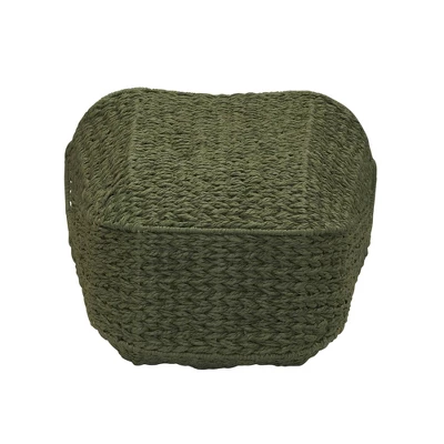 Household Essentials Tall Scoop Basket Paper Rope Olive 3 Household Essentials Tall Scoop Basket Paper Rope Olive - Image 3