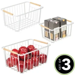 MDesign Metal Garage, Home Storage Organizer Basket - Set Of 3