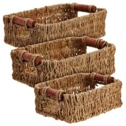 Juvale Set Of 3 Small Wicker Baskets For Storage, Woven Nesting Bins With Handles For Bathroom Towels And Toilet Paper Organization, Shelf 3 Sizes -IRIS Storage Deals Store GUEST 424d8ded d201 4bec 8cf2 37d569a56754
