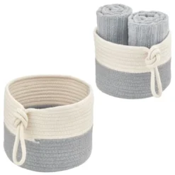 MDesign Woven Cotton Rope Bathroom Basket With Tie Handle, Set Of 2 -IRIS Storage Deals Store GUEST 4325e510 489c 456b bf8e 92ca3a85713f