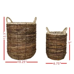 Set Of 2 Wrapped Rim Baskets Banana Leaf, Corn Husk & Metal - Foreside Home & Garden -IRIS Storage Deals Store GUEST 442f7876 eabc 4e93 9dac 25e91799a475