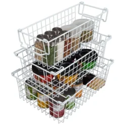 Set Of 3 Storage Bins - Basket Set For Toy, Kitchen, Closet, And Bathroom Storage - Small, Medium, And Large Shelf Organizers By Home-Complete (White) -IRIS Storage Deals Store GUEST 445bd1cc 8d56 4e0b 9378 aebe123c718b