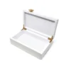 Classic Touch Rectangular White Wood Decorative Box With Gold Flower Detail