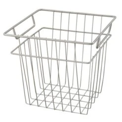 ClosetMaid Cubeicals 10.7"W X 10.2"H Steel Wire Storage Bin Organizer Basket W/ Open Design And Handles For Home, Kitchen, Office, & Bathroom, Nickel