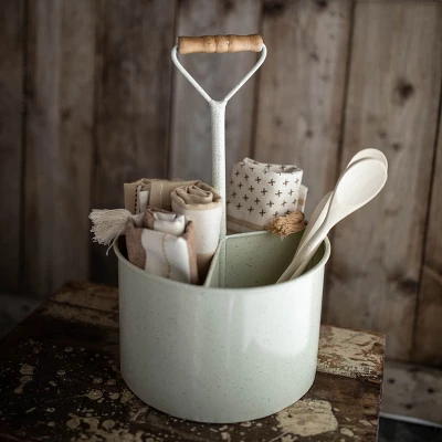 Round White Metal Caddy - Foreside Home & Garden 6 Round White Metal Caddy - Foreside Home & Garden - Image 6