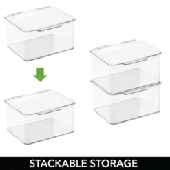 MDesign Plastic Stackable Bathroom Organizer Bin, Hinged Lid - 8 Pack 12 MDesign Plastic Stackable Bathroom Organizer Bin, Hinged Lid - 8 Pack -IRIS Storage Deals Store GUEST 4a2a0cf3 6b34 4f65 8e91 a8a35bce9d9b