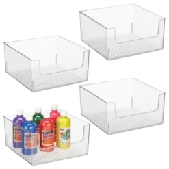 MDesign Open Front Plastic Storage Bin For Cube Furniture, 12" W, 4 Pack - Clear -IRIS Storage Deals Store GUEST 4bb68c9e 9ceb 4345 8fec 703a910372a6