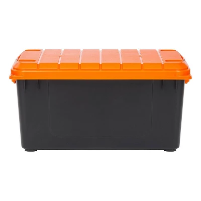 IRIS 2pk 82qt Store-it-All Box Black With Orange Lids And Buckles 1 IRIS 2pk 82qt Store-it-All Box Black With Orange Lids And Buckles