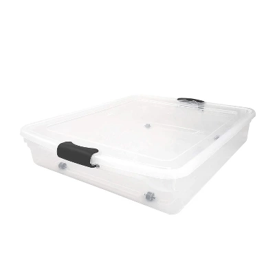 Homz 56 Quart Underbed Secure Latching Clear Plastic Storage Container Bin With Lid And Easy Glide Wheels For Home And Office Organization 1 Homz 56 Quart Underbed Secure Latching Clear Plastic Storage Container Bin With Lid And Easy Glide Wheels For Home And Office Organization