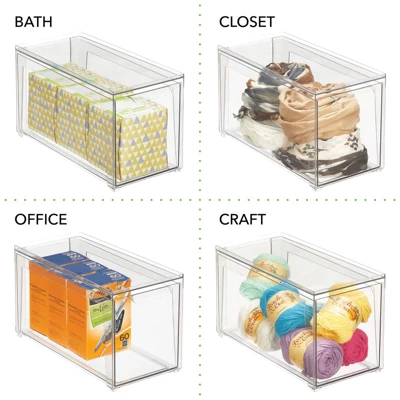 MDesign Plastic Stackable Bedroom Closet Storage Organizer With Drawer 5 MDesign Plastic Stackable Bedroom Closet Storage Organizer With Drawer - Image 5
