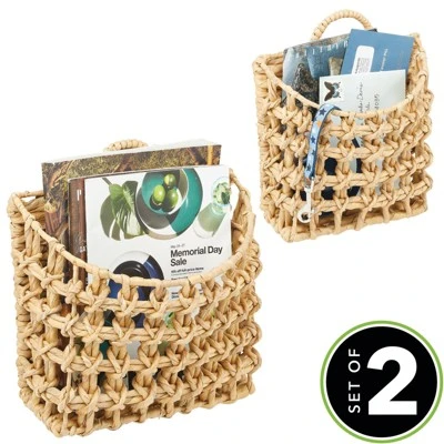 MDesign Hyacinth Home Storage Wall Mount Basket, Set Of 2 1 MDesign Hyacinth Home Storage Wall Mount Basket, Set Of 2