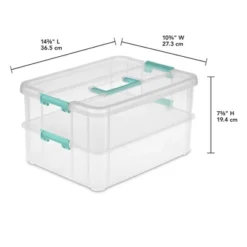 Sterilite Convenient Small Home 2-Tiered Layer Stack Carry Storage Box With Colored Accent Secure Latching Lid, Clear (12 Pack) -IRIS Storage Deals Store GUEST 4dab7c08 1d2a 4b3a 9aa1 781584416d0e 2