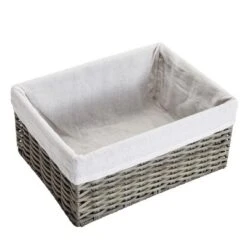 Farmlyn Creek Set Of 4 Wicker Storage Baskets With Liners For Shelves, Decorative Woven Nesting Bins For Organizing Pantry, 2 Sizes (Grey) -IRIS Storage Deals Store GUEST 4dfe427d 685d 4a28 b8bc 8917d780b753