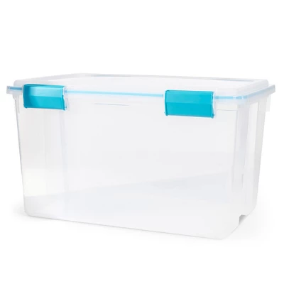 Sterilite 54 Quart Clear Plastic Stackable Storage Container Box Bin With Air Tight Gasket Seal Latching Lid Long Term Organizing Solution 2 Sterilite 54 Quart Clear Plastic Stackable Storage Container Box Bin With Air Tight Gasket Seal Latching Lid Long Term Organizing Solution - Image 2