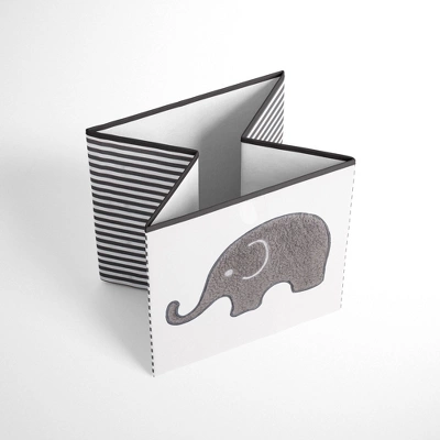 Bacati - Elephants White/Gray Fabric Storage Box/Tote Small 1 Bacati - Elephants White/Gray Fabric Storage Box/Tote Small