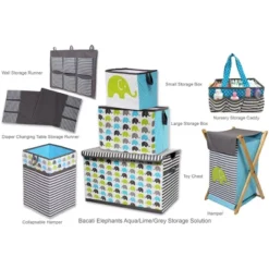 Bacati - Elephants Aqua/Lime/Gray Storage Box Small -IRIS Storage Deals Store GUEST 510db02e b519 4bb4 9f23 c589b4b8f6b9 1
