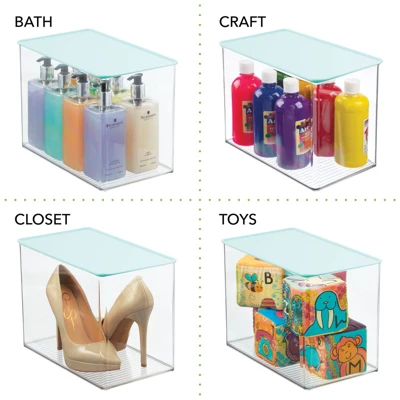 MDesign Plastic Stackable Closet Storage Bin Box With Lid 3 MDesign Plastic Stackable Closet Storage Bin Box With Lid - Image 3