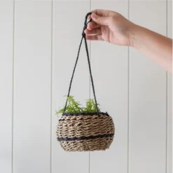 Black Rope & Seagrass Hanging Basket - Foreside Home & Garden -IRIS Storage Deals Store GUEST 51ea34ee 2646 4f3a ade8 3201c1258925