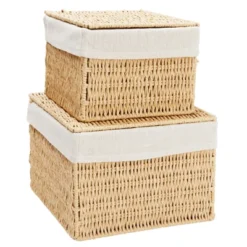 Juvale Juvale 2-Pack Storage Basket With Lids, Wicker Shelf Baskets For Bathroom Organization And Home Décor (2 Sizes) -IRIS Storage Deals Store GUEST 5222c5e6 ddf4 439f 8db2 5b7173760998