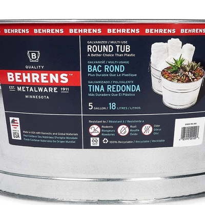 Camco Behrens 5 Gallon Round Galvanized Weatherproof Steel Tub With Wire Handle And Offset Bottom For Indoor Home And Outdoor Garden Use, Silver 2 Camco Behrens 5 Gallon Round Galvanized Weatherproof Steel Tub With Wire Handle And Offset Bottom For Indoor Home And Outdoor Garden Use, Silver - Image 2