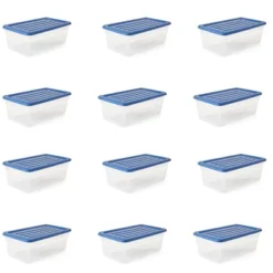 Gracious Living DLC6 1.5 Gallon Clear Plastic Storage Bin Container With Stylish Sky Blue Snap On Locking Lid -IRIS Storage Deals Store GUEST 5289265e e806 4bd5 9bc9 c364dbef4a68