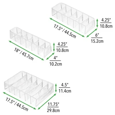 MDesign Plastic Dresser Drawer/Closet Storage Divider, Set Of 3 3 MDesign Plastic Dresser Drawer/Closet Storage Divider, Set Of 3 - Image 3