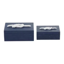 Set Of 2 Farmhouse Wood Boxes Blue - Olivia & May -IRIS Storage Deals Store GUEST 53507d6b 4ad3 46a2 bd08 450a52e699c7