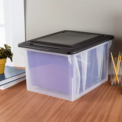 Sterilite 18689004 Versatile Clear Home Organizing Storage File Container Box With Black Secure Seal Lid For Letters And Legal Sized Folders (8 Pack) 2 Sterilite 18689004 Versatile Clear Home Organizing Storage File Container Box With Black Secure Seal Lid For Letters And Legal Sized Folders (8 Pack) - Image 2