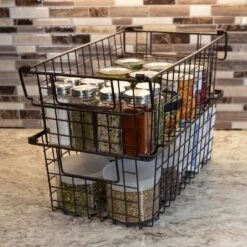 Set Of 2 Storage Bins - Basket Set For Toy, Kitchen, Closet, And Bathroom Storage - Medium Shelf Organizers With Handles By Home-Complete (Brown) -IRIS Storage Deals Store GUEST 53bbaa35 a302 4fcd ba10 8da2c0a7a695