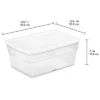 Sterilite 16 Quart Stackable Clear Plastic Storage Tote Container With Opaque Latching Lid For Home And Office Organization