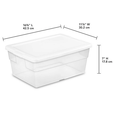 Sterilite 16 Quart Stackable Clear Plastic Storage Tote Container With Opaque Latching Lid For Home And Office Organization 1 Sterilite 16 Quart Stackable Clear Plastic Storage Tote Container With Opaque Latching Lid For Home And Office Organization