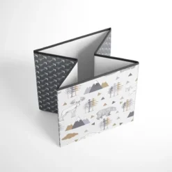 Bacati - Woodlands Gray/Beige Neutral Cotton Storage Box Small