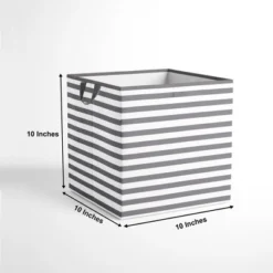 Bacati - Pin Stripes White/Gray Storage Box Small -IRIS Storage Deals Store GUEST 55932f16 a9df 455c 890a 99e2cc0c20ee