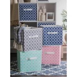 Set Of 2 13"x13"x13" Nonwoven Polyester Lattice Storage Cube Gray - Design Imports -IRIS Storage Deals Store GUEST 5643d6b5 aa26 4002 b64a 050803036ccd