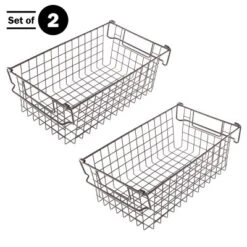 Set Of 2 Storage Bins - Basket Set For Toy, Kitchen, Closet, And Bathroom Storage - Medium Shelf Organizers With Handles By Home-Complete (Brown)