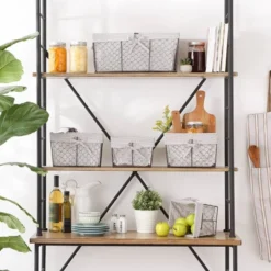 Design Imports Set Of 5 Rustic Bronze Chicken Wire Stone And Gingham Check Liner Baskets White -IRIS Storage Deals Store GUEST 56b1c24f bea8 4cb6 9792 931aaaff2b88