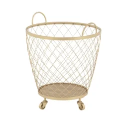 2pk Modern Metallic Rolling Baskets Gold - Olivia & May -IRIS Storage Deals Store GUEST 57a85683 2df1 4401 a6da 232654830344