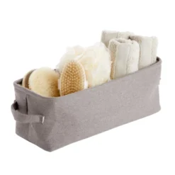 Gray Jute Fabric Storage Bin Basket Container Cubes Organizer With Handles Rectangular 16"x6"x5.25" -IRIS Storage Deals Store GUEST 582c93f0 d734 4743 aaad 98dd855b59b3