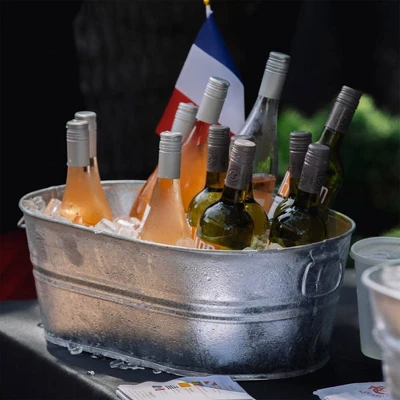 Camco Behrens 5.5 Gallon Round Galvanized Weatherproof Steel Tub With Wire Handle And Offset Bottom For Indoor Home And Outdoor Garden Use, Silver 4 Camco Behrens 5.5 Gallon Round Galvanized Weatherproof Steel Tub With Wire Handle And Offset Bottom For Indoor Home And Outdoor Garden Use, Silver - Image 4