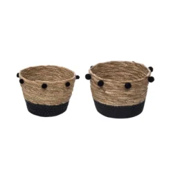Set Of 2 Natural Cattail Decorative Storage Baskets With Pom Poms - Foreside Home & Garden -IRIS Storage Deals Store GUEST 58d84b2b aae9 4de8 98e2 4432b19ed7e5