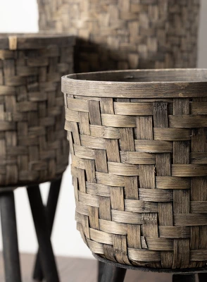 Sullivans Set Of 3 Bamboo Basket & Stand 29.5"H, 25.5"H & 21.5"H Black 2 Sullivans Set Of 3 Bamboo Basket & Stand 29.5"H, 25.5"H & 21.5"H Black - Image 2